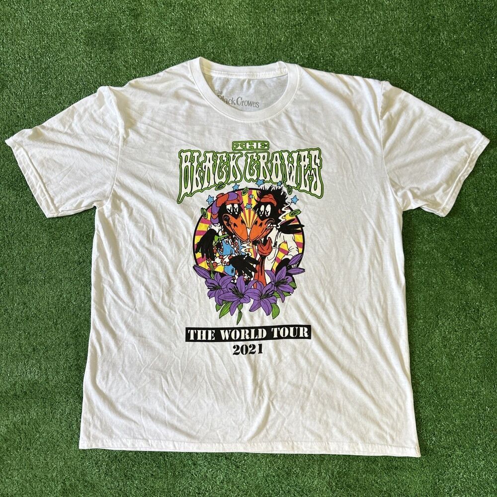The Black Crowes 2021 Tour Shirt Men’s XL Double Sided White Rock Music